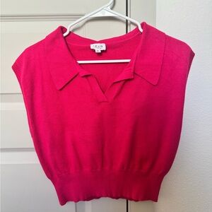 Le Lis Hot Pink Sleeveless Polo Sweater Vest Cropped